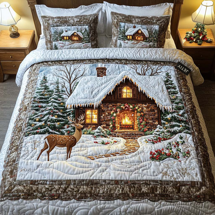 Weihnachtsstern Stechpalme 3-teiliges Bettwäsche-Set