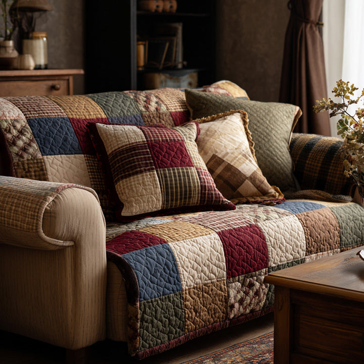 Rustikales Bauernhof Patchwork Sofaüberwurf