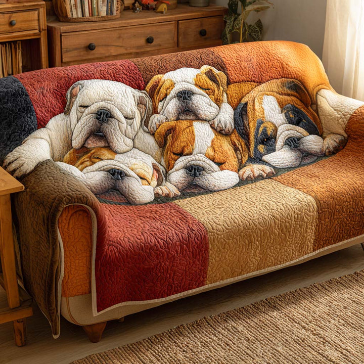 Schlafende Bulldoggen Patchwork Sofaüberwurf