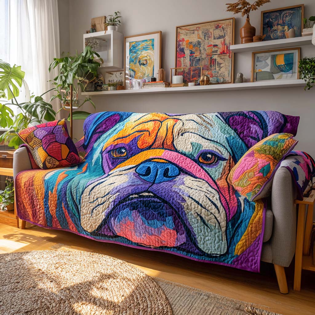 Schlafende Bulldoggen Patchwork Sofaüberwurf