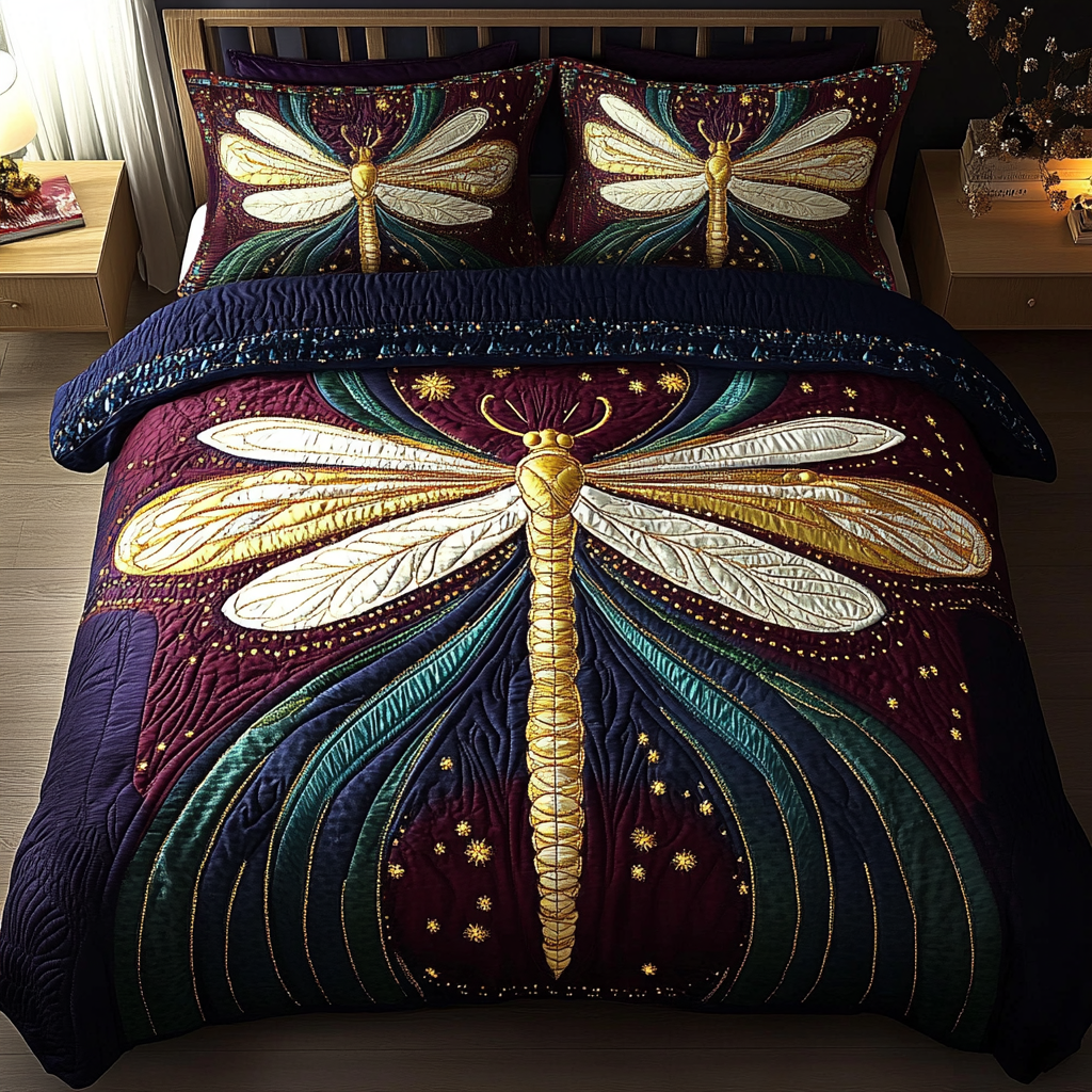 Bunte Libelle Mandala 3-teiliges Bettwäsche-Set