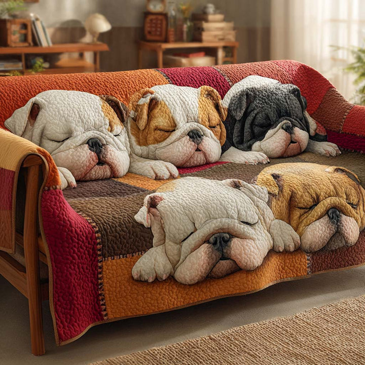 Schlafende Bulldoggen Patchwork Sofaüberwurf