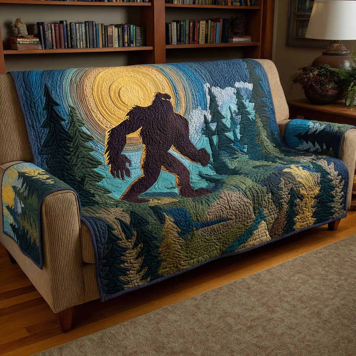 Bigfoot Lagerfeuer Mondnacht Sofaüberwurf