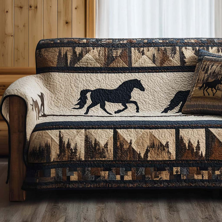 Western Pferde Silhouette II Sofaüberwurf