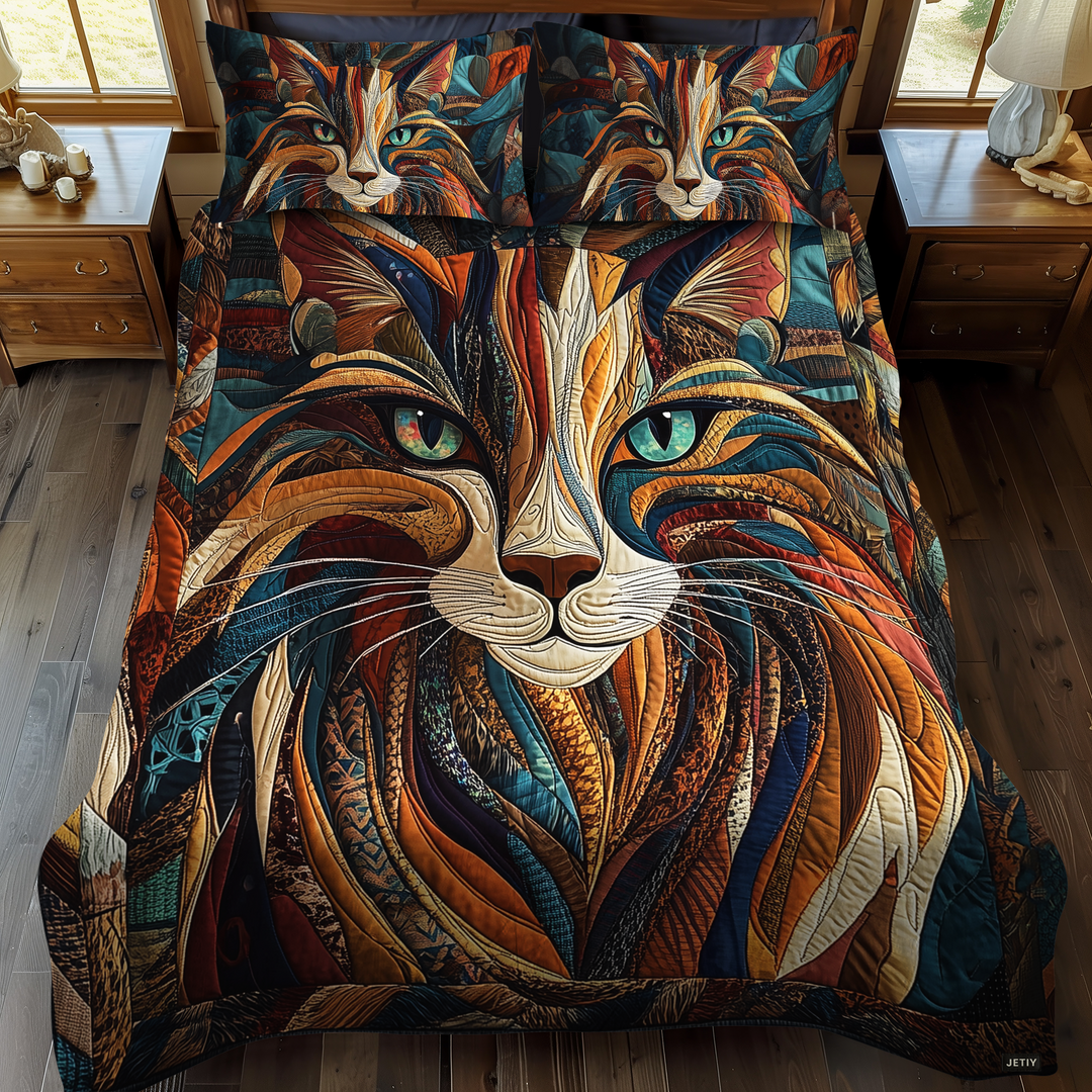 Katzen Patchwork Flickwerk 3-teiliges Bettwäsche-Set