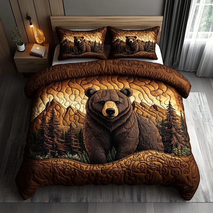 Schlafender Brauner Bär II 3-teiliges Bettwäsche-Set