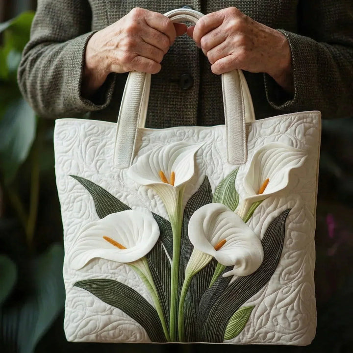 Handgemachte Tasche – Weisse Calla Lilien