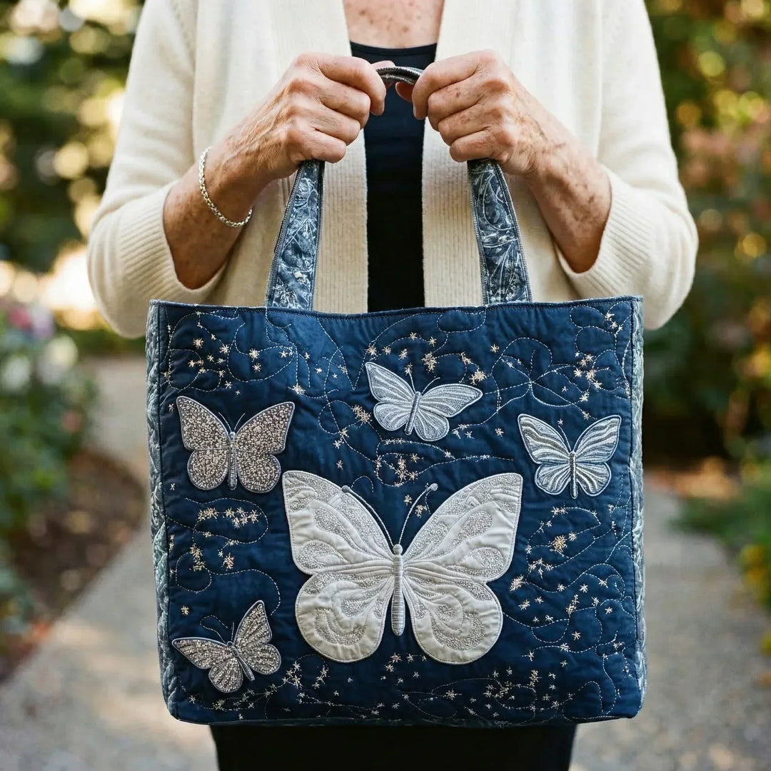 Handgemachte Tasche – Silberner Schmetterling