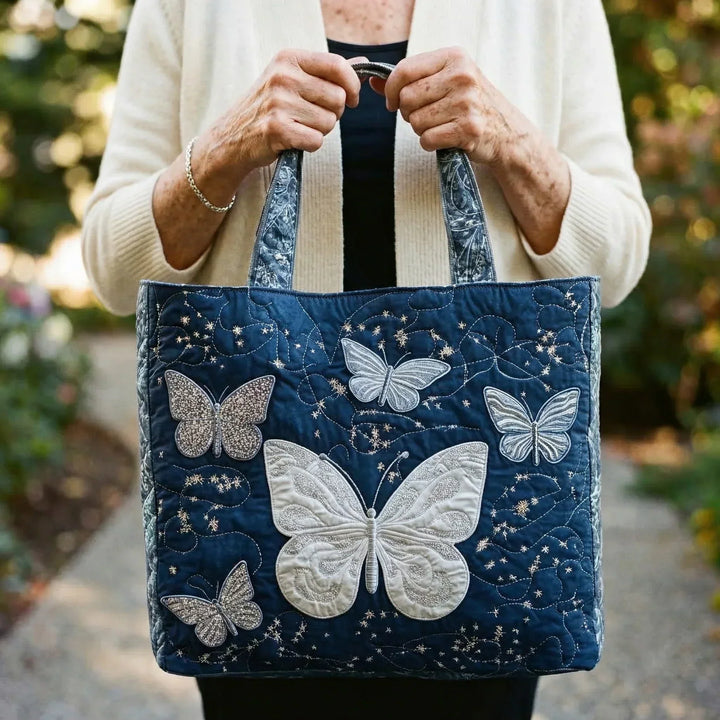 Handgemachte Tasche – Silberner Schmetterling